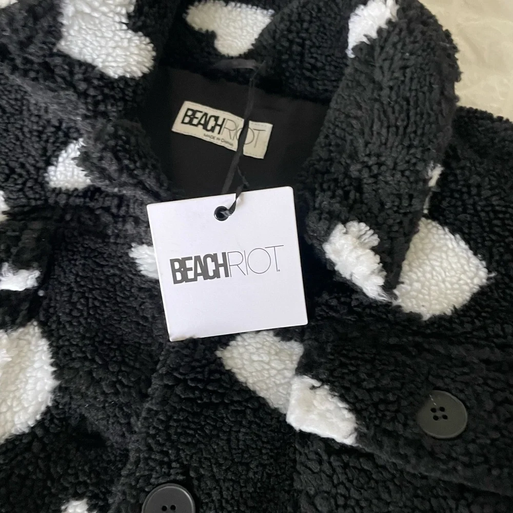 Beach Riot Devin Sherpa heart fuzzy crop jacket - Picture 8 of 16